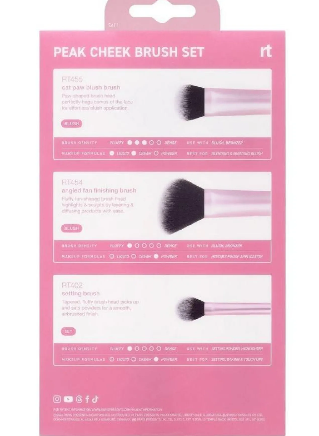 Peak Cheek Set de 3 Pincéis para acabamento