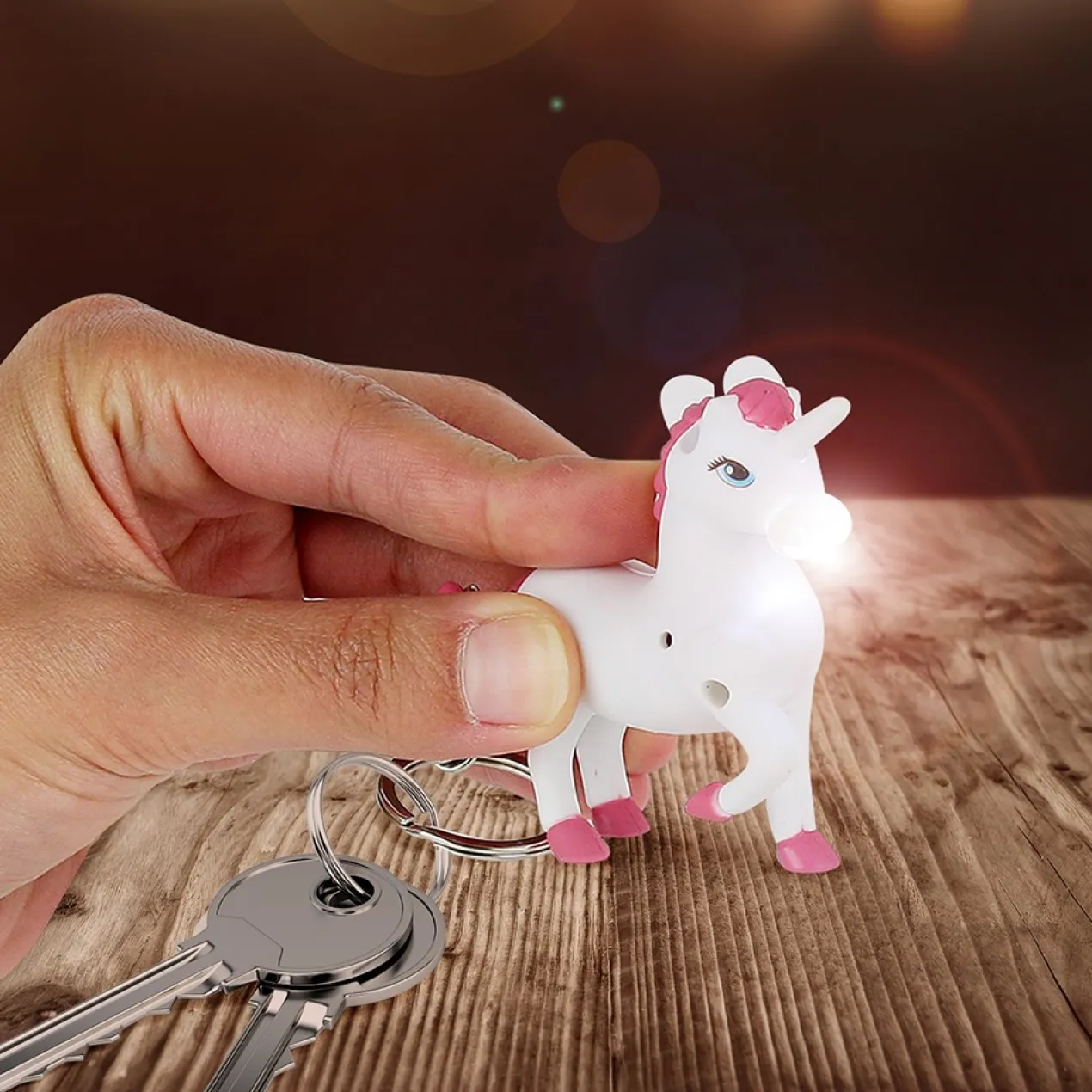 Porta-chaves Unicórnio com Luz e Som
