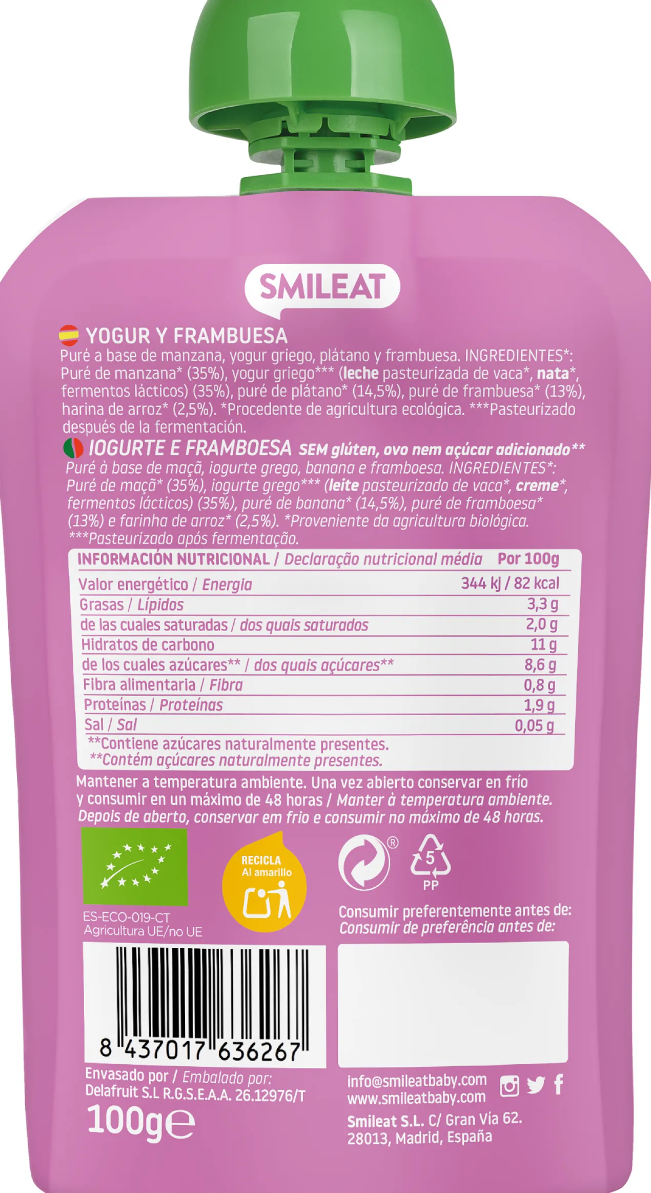 Pouch Iogurte e Framboesa