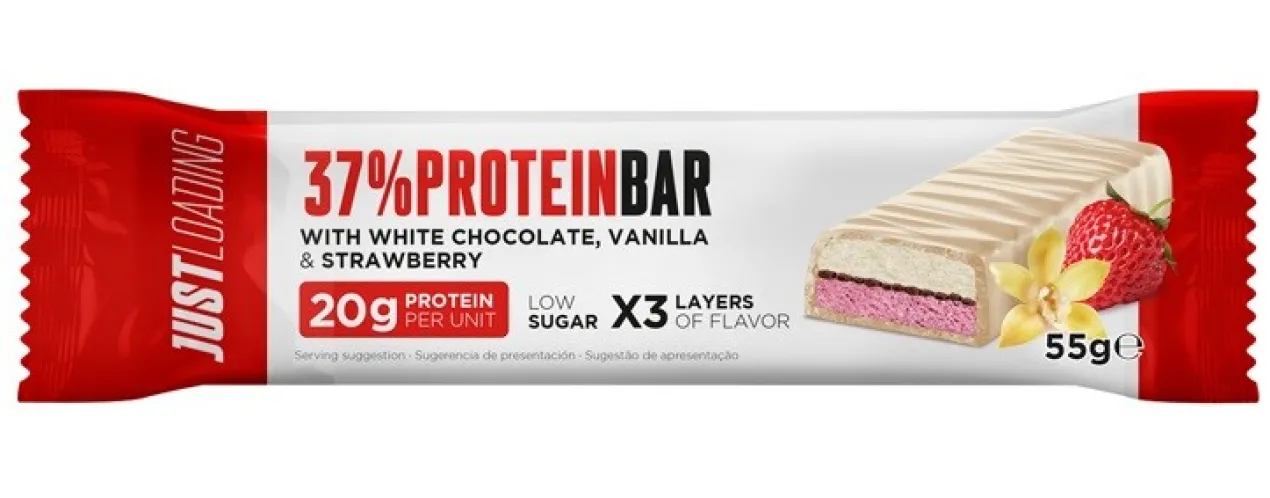ProteinBar Barra de proteína de baunilha e morango com chocolate branco