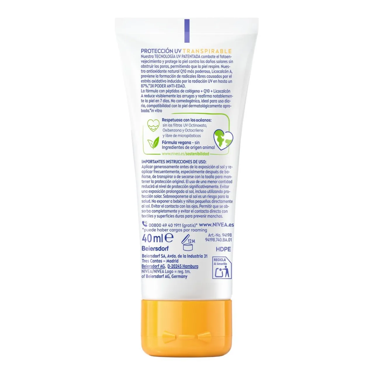 Proteção Facial Solar Antienvelhecimento Q10 SPF50