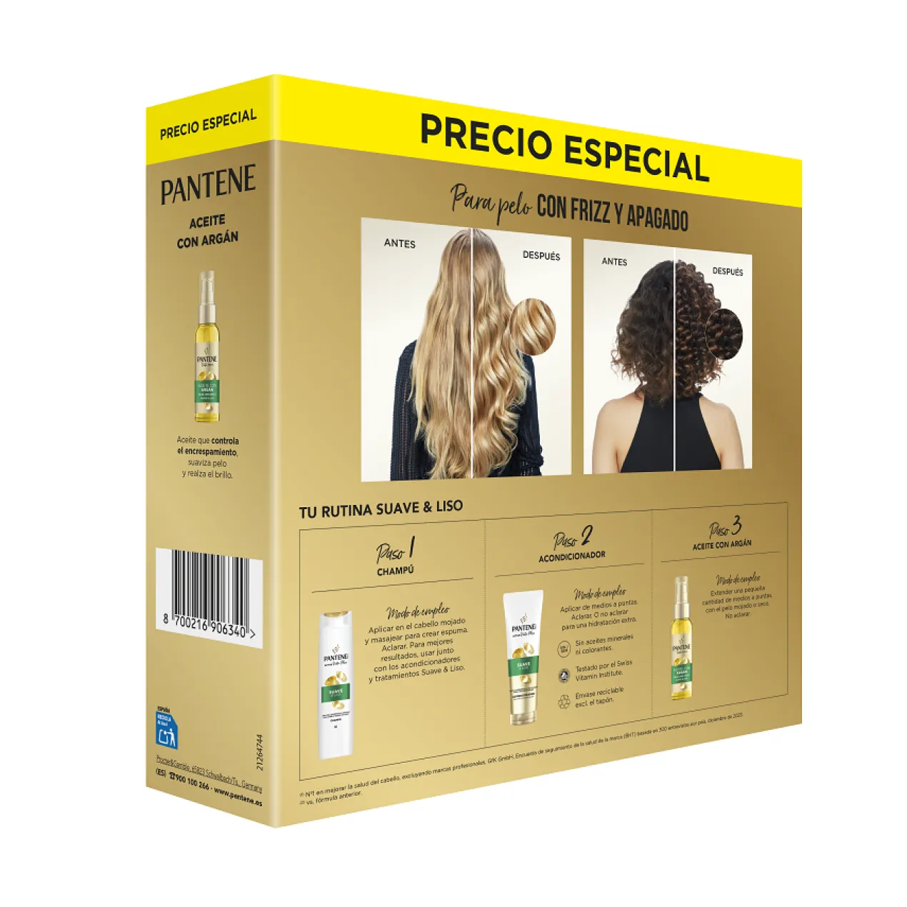 Pro-V Suave & Liso Champô 325ml + Amaciador 220ml + Óleo 100ml