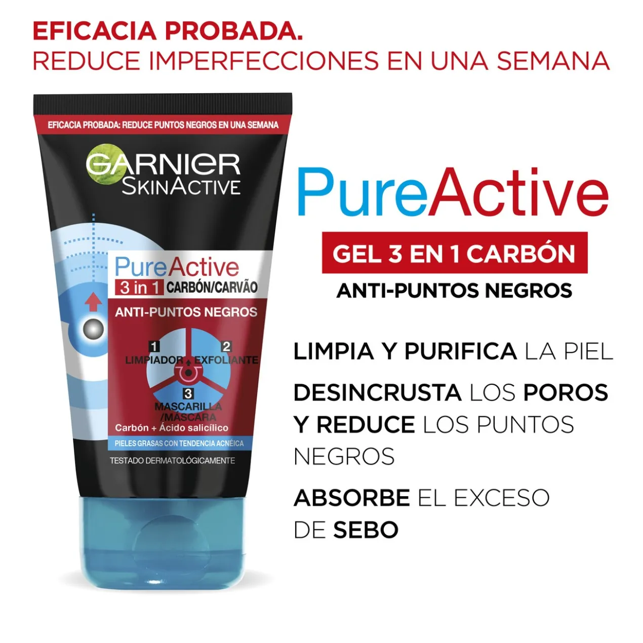 Pure Active Limpeza 3em1 Carvão