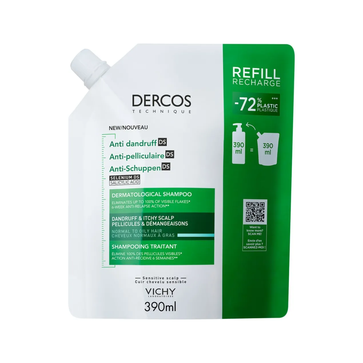 Refill Dercos Technique Champô Anticaspa para Cabelo Normal ou Oleoso