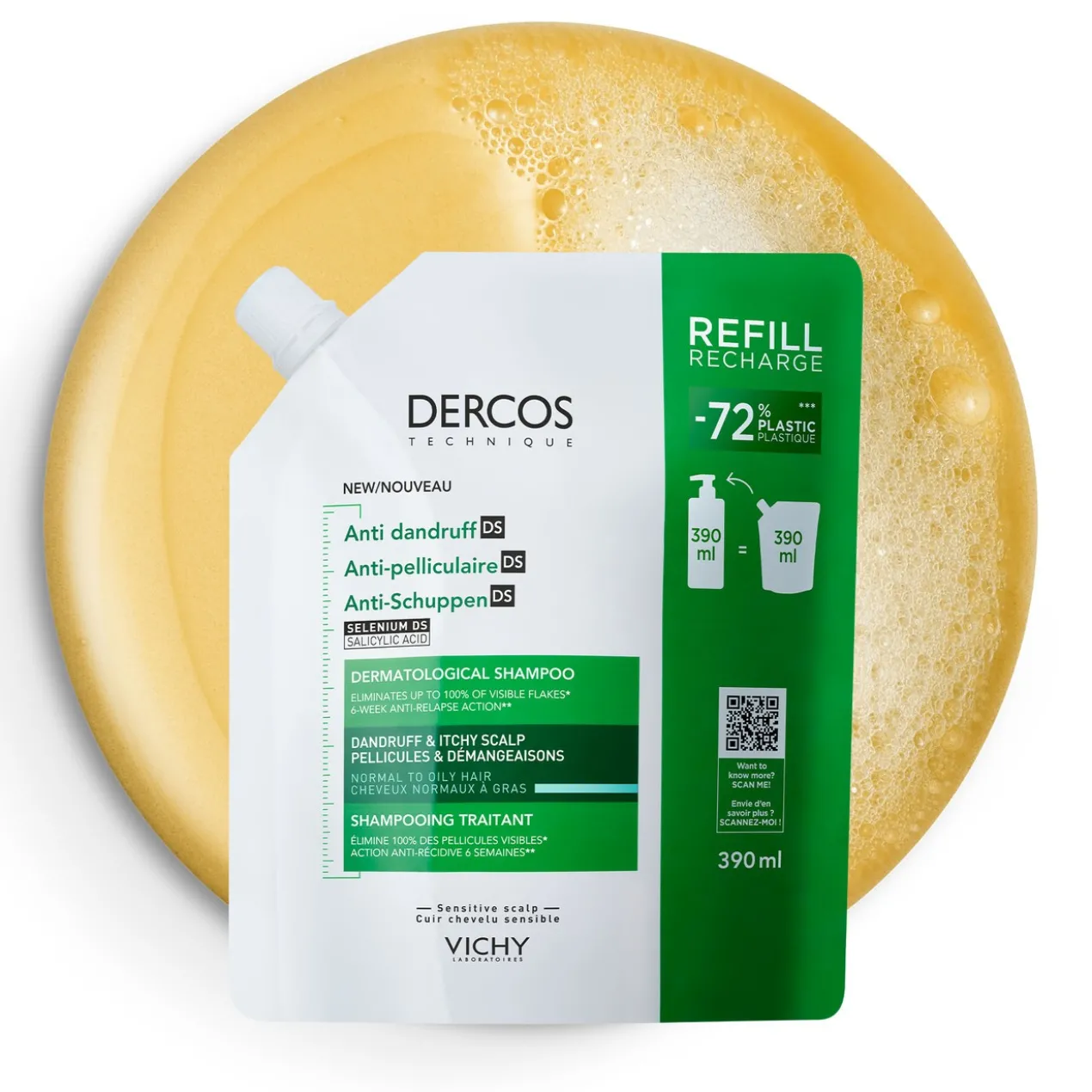 Refill Dercos Technique Champô Anticaspa para Cabelo Normal ou Oleoso