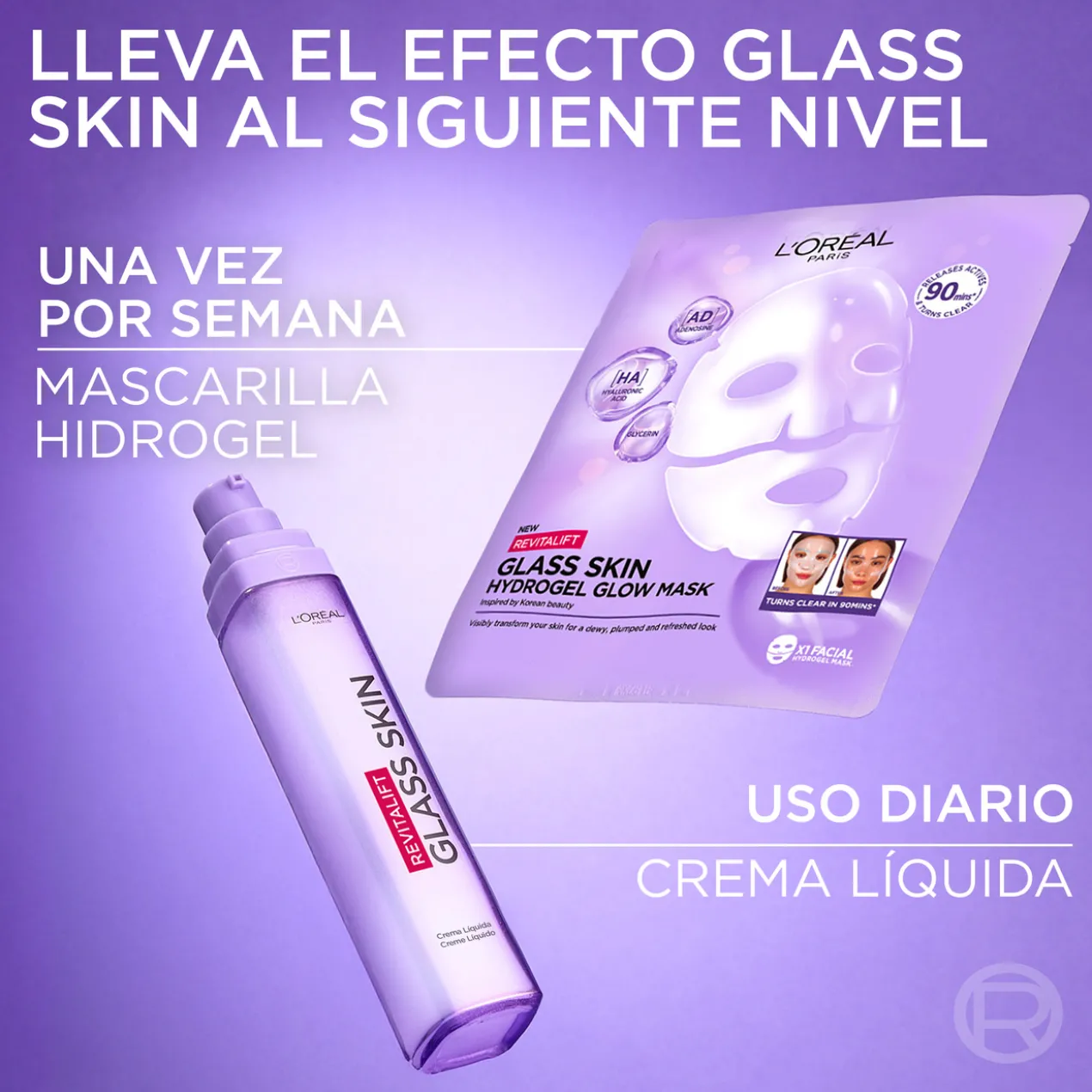 Revitalift Filler Glass Skin Máscara Facial de Hidrogel Iluminadora