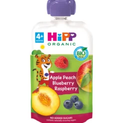 Saqueta 100% Frutas Pêssego, Maçã e Fruta do Bosque BIO
