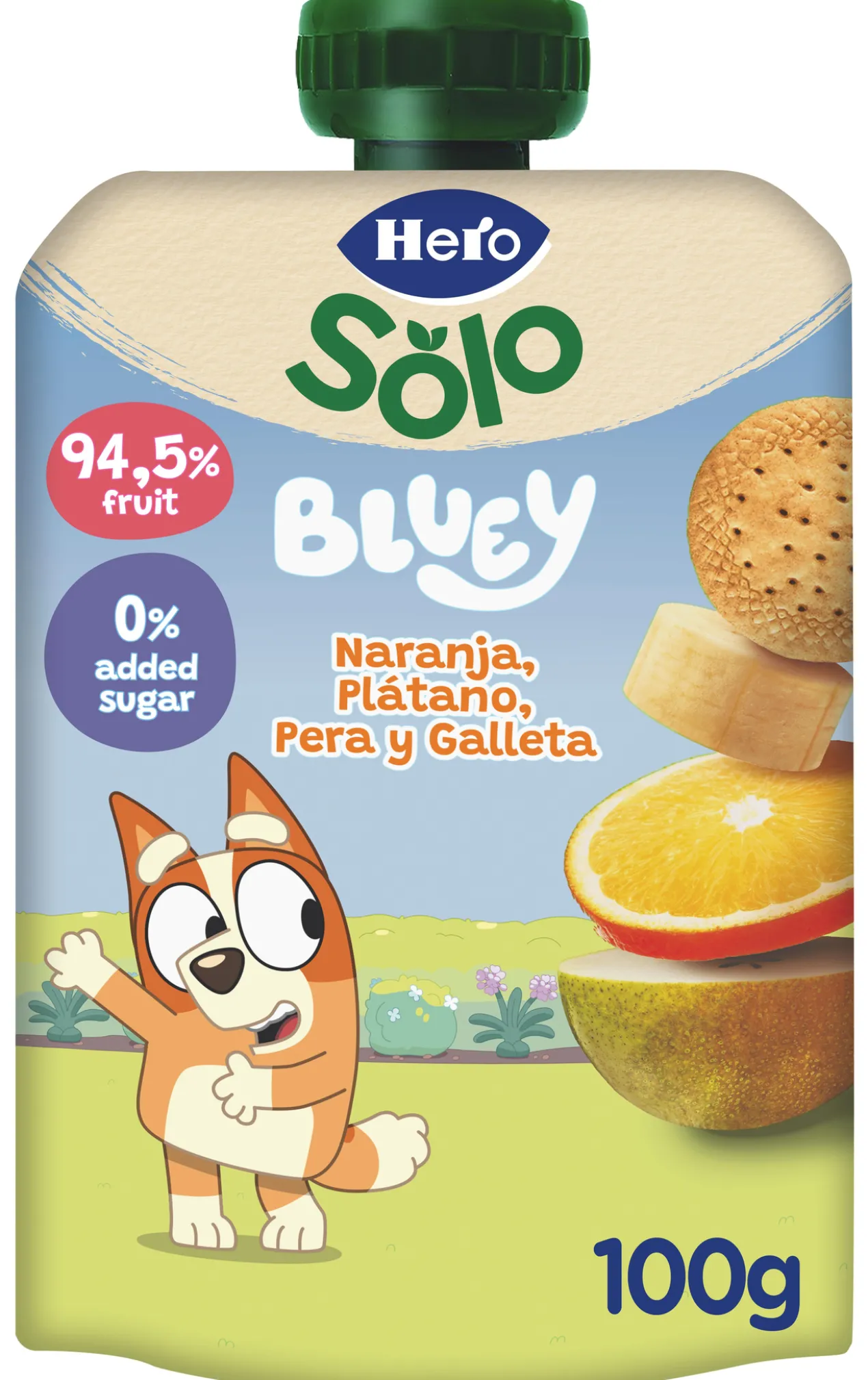 Saqueta Mi Fruta de Laranja, Banana e Bolacha Hero Nanos