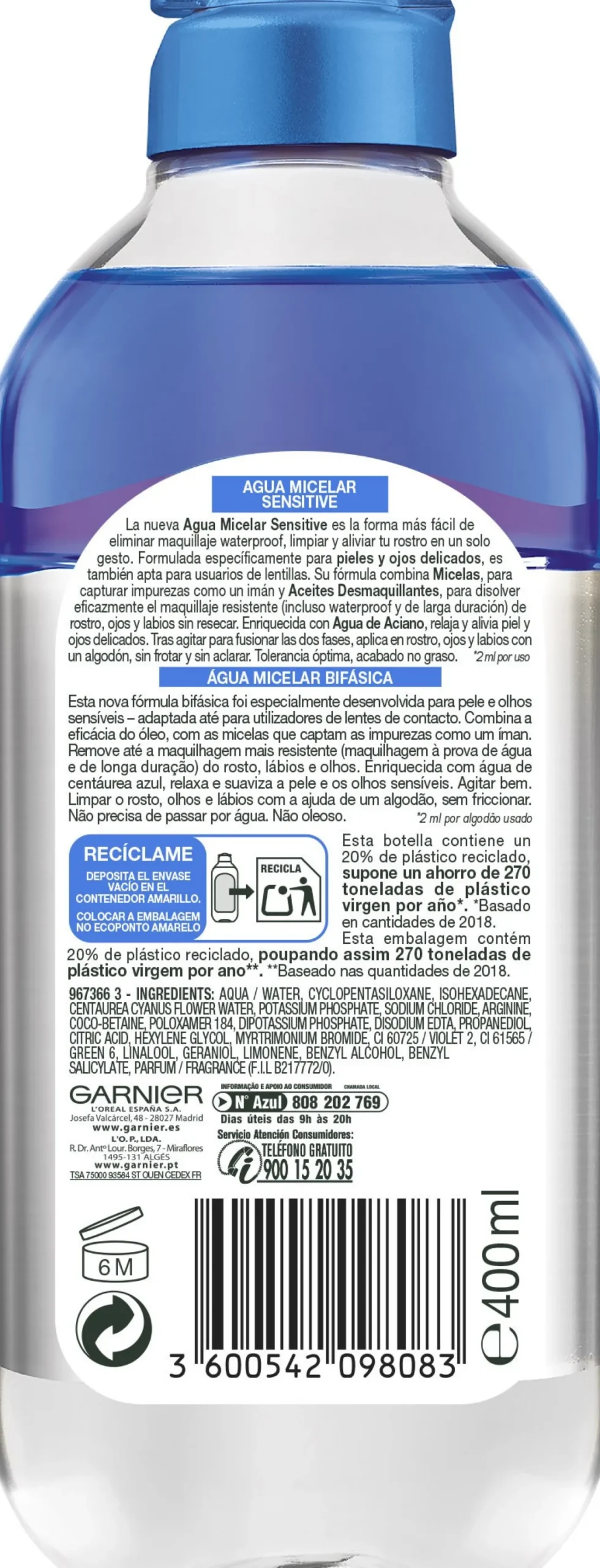Skin Active Água Micelar Sensitive