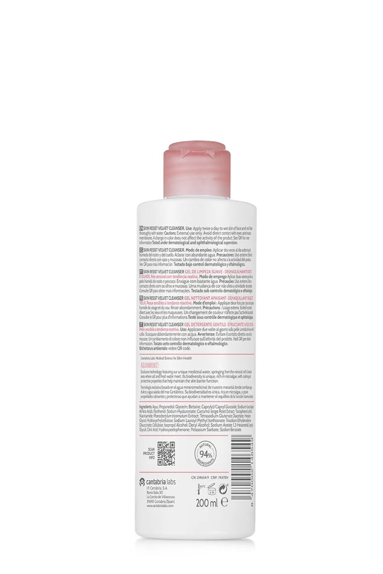 Skin Resist Velvet Cleanser Gel de Limpeza Suave e Desmaquilhante para Rosto e Olhos