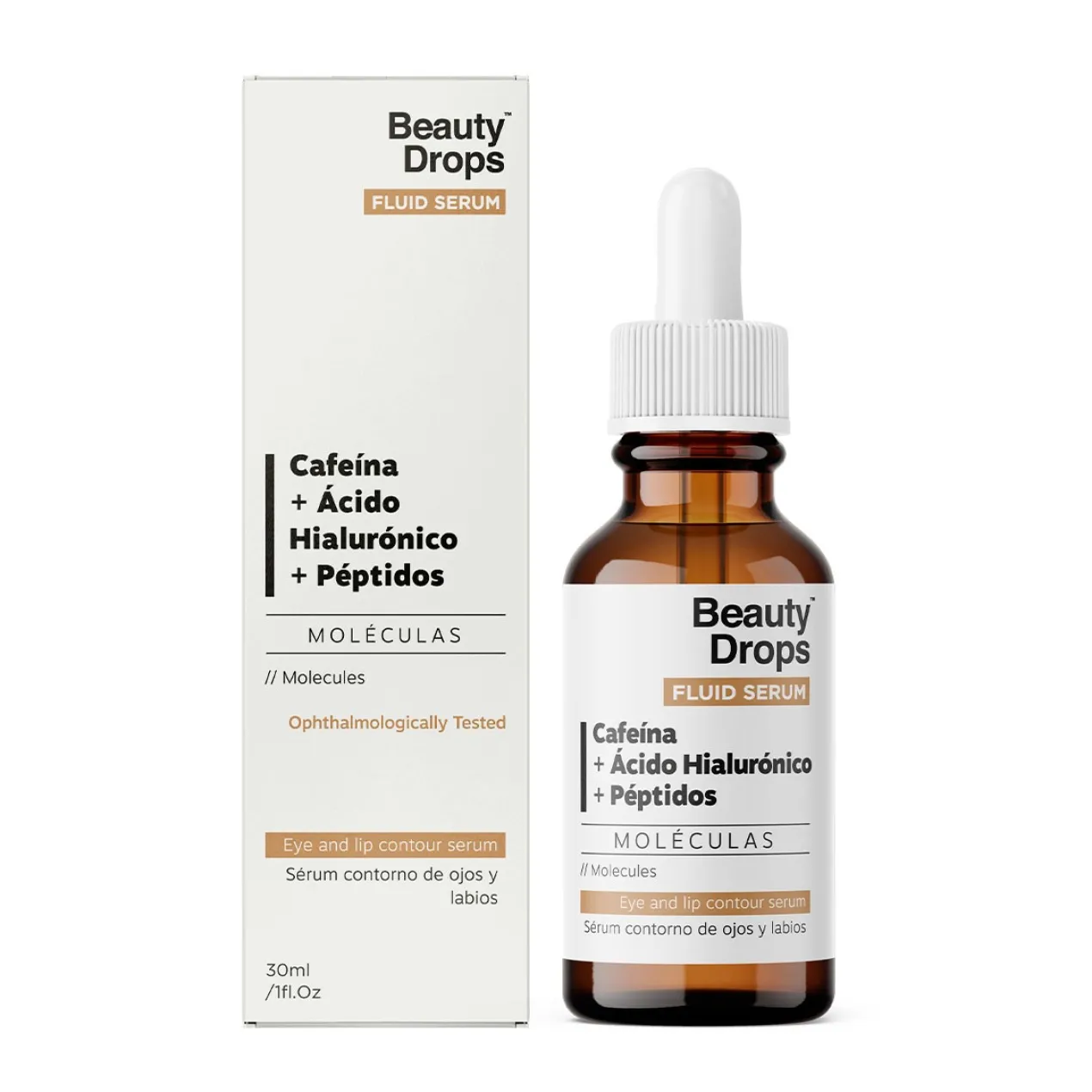 Sérum Contorno de Olhos e Lábios com Cafeína + Ácido Hialurónico + Péptidos