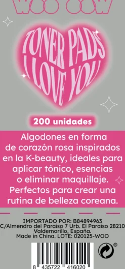 Toner Pads I Love You Algodões Desmaquilhantes