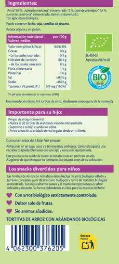 Tortitas de Arroz com Mirtilos +8 meses