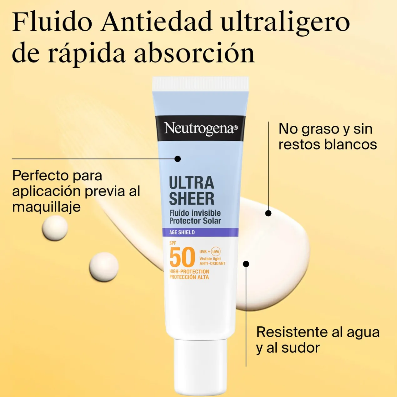 Ultra Sheer Protetor Solar Facial 50 Invisível Antienvelhecimento SPF50