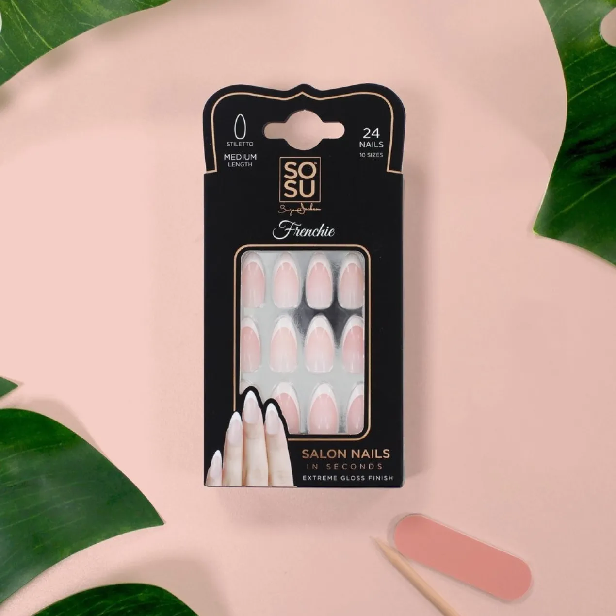 Unhas Postiças Stiletto Frenchie