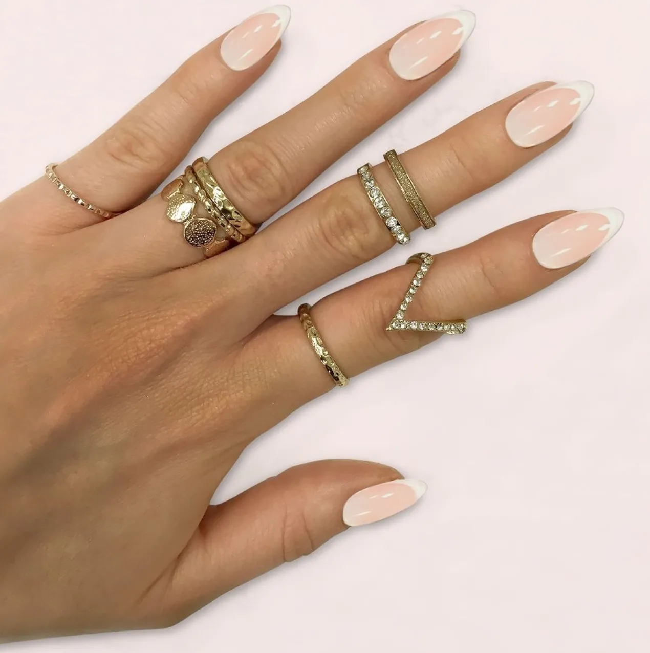 Unhas Postiças Stiletto Frenchie