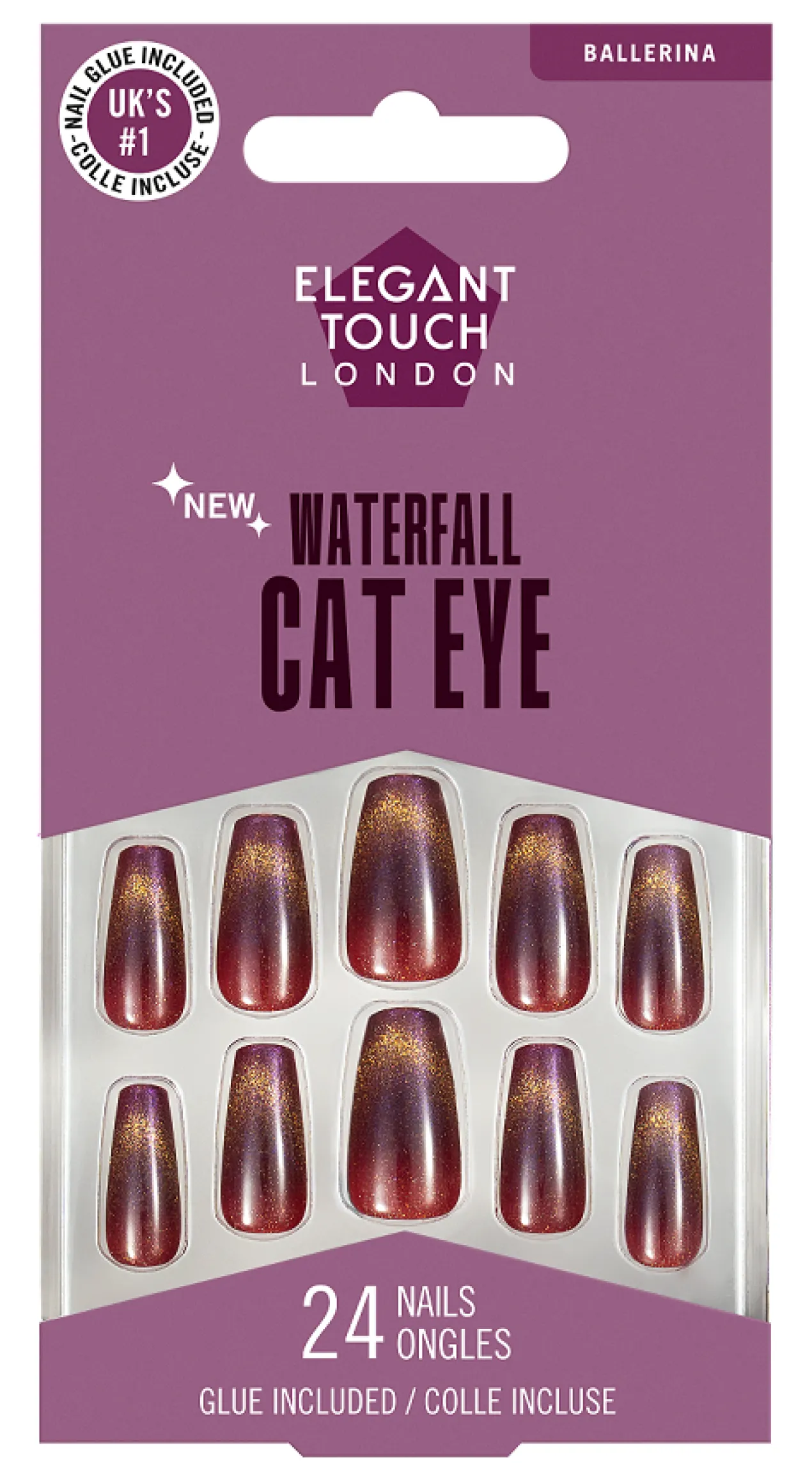 Unhas postiças Waterfall Cat Eye Ballerina Edição Limitada