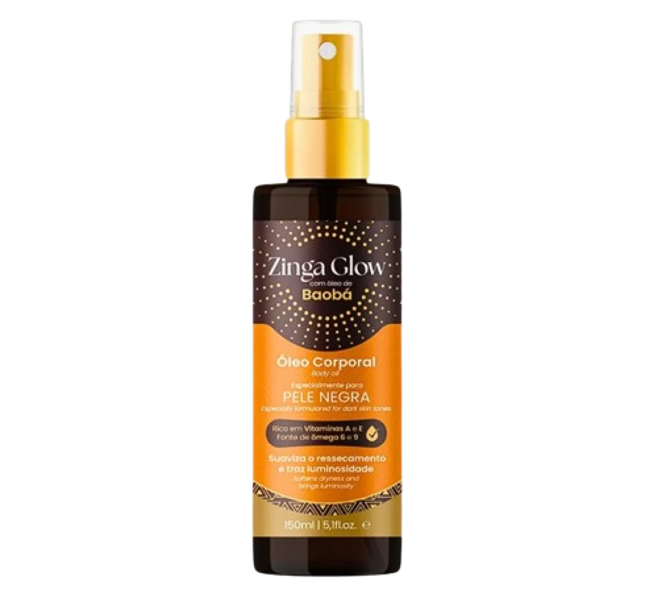 Zinga Glow Óleo Corporal Baobab Pele Negra